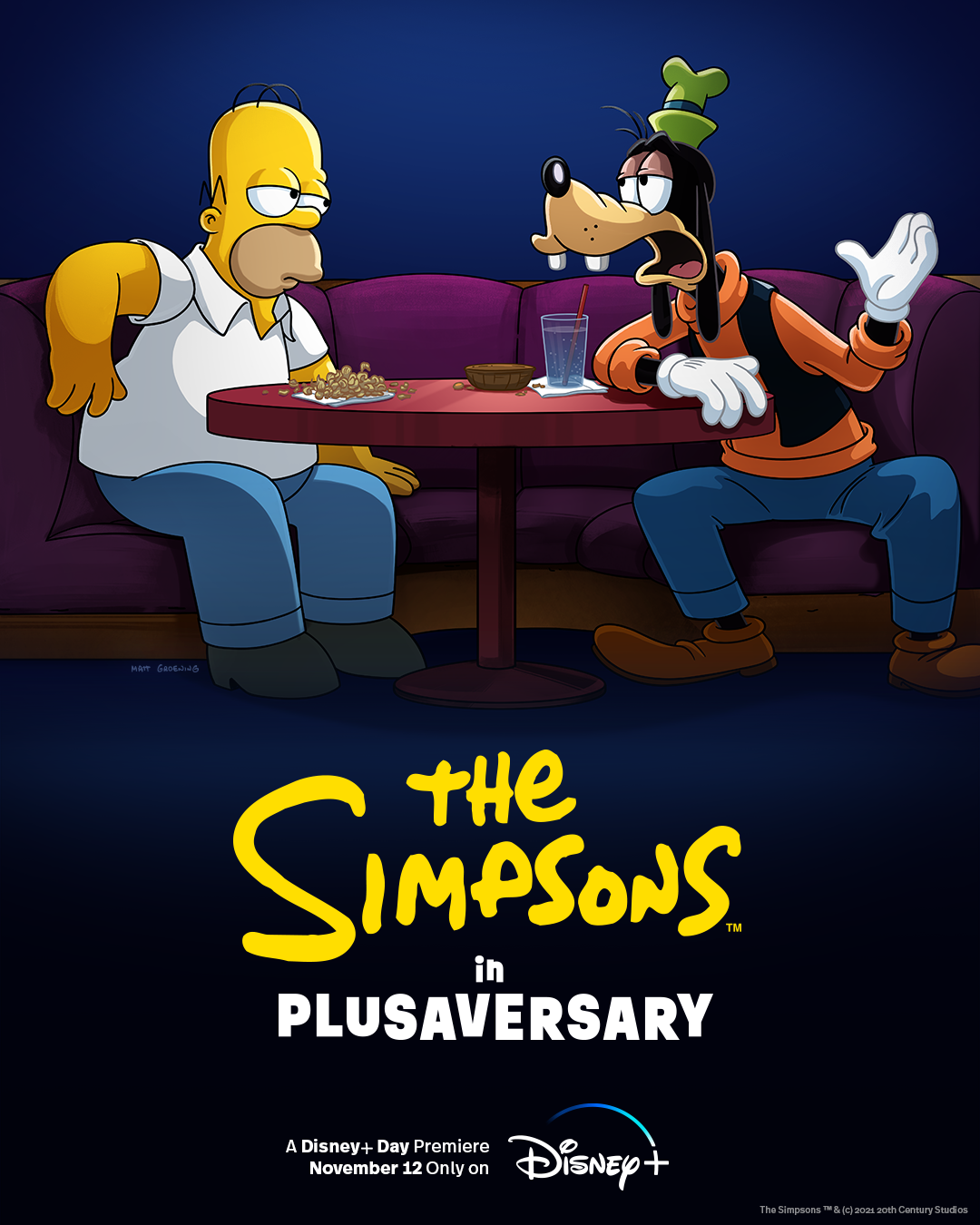 Os Simpsons na arte-chave Plusaversary.